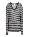 Alysi Woman Sweater Charcoal Size M Acrylic, Alpaca Wool, Merino Wool