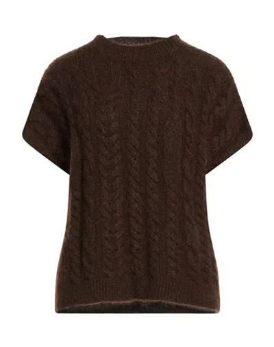 Alysi Woman Sweater Chocolate Brown Size S Mohair Wool, Polyamide, Elastane