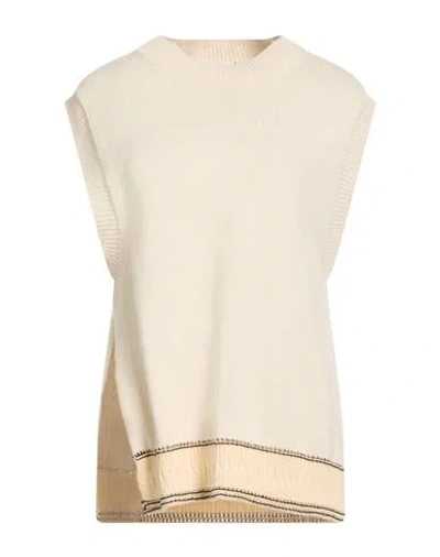 Alysi Woman Sweater Cream Size M Cotton, Wool In White