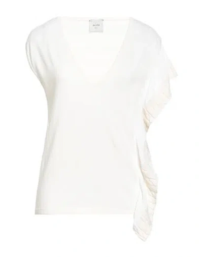 Alysi Woman Sweater Cream Size M Cotton, Viscose, Acrylic In White