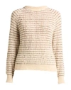 Alysi Woman Sweater Ivory Size M Alpaca Wool, Merino Wool, Polyamide, Viscose, Metallic Fiber In Neutral