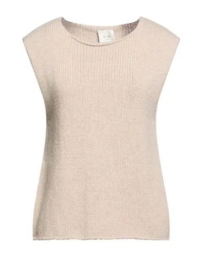 Alysi Woman Sweater Light Brown Size M Wool, Cashmere In White