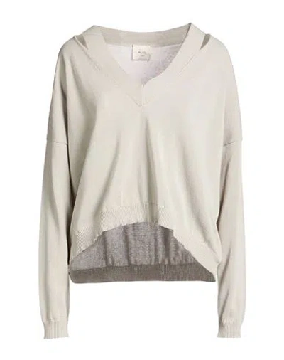 Alysi Woman Sweater Light Grey Size L Cotton In Gray