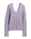 Alysi Woman Sweater Lilac Size L Cotton, Acrylic, Polyamide, Mohair Wool, Wool In Purple