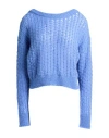 Alysi Woman Sweater Pastel Blue Size L Alpaca Wool, Polyamide