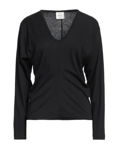 Alysi Woman T-shirt Black Size 4 Cotton, Modal
