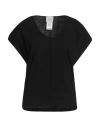 Alysi Woman T-shirt Black Size 6 Cotton In Black