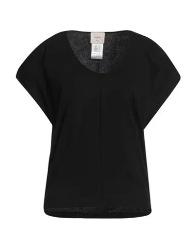 Alysi Woman T-shirt Black Size 6 Cotton