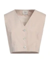 Alysi Woman Tailored Vest Beige Size 6 Cotton
