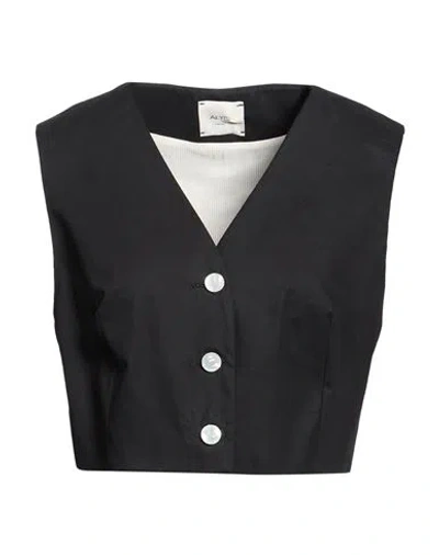 Alysi Woman Tailored Vest Black Size 6 Cotton