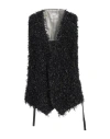 Alysi Woman Tailored Vest Black Size 4 Polyamide, Viscose, Linen, Elastane In Black