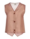Alysi Woman Tailored Vest Brown Size 10 Silk In Brown