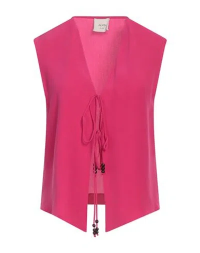 Alysi Woman Tailored Vest Fuchsia Size 6 Silk In Pink