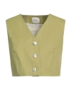 Alysi Woman Tailored Vest Light Green Size 6 Cotton In Green