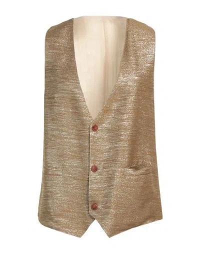 Alysi Woman Tailored Vest Sand Size 4 Linen, Viscose, Acetate, Polyamide, Polyester In Beige