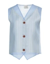 Alysi Woman Tailored Vest Sky Blue Size 8 Silk