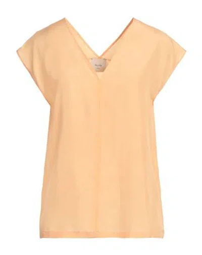 Alysi Woman Top Apricot Size 6 Silk In Orange