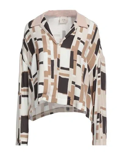 Alysi Woman Top Beige Size 6 Viscose, Cotton