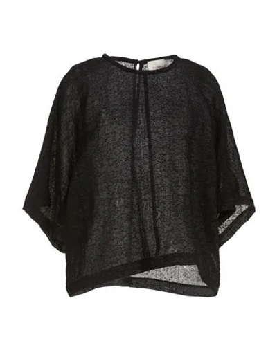 Alysi Woman Top Black Size 2 Wool, Polyamide