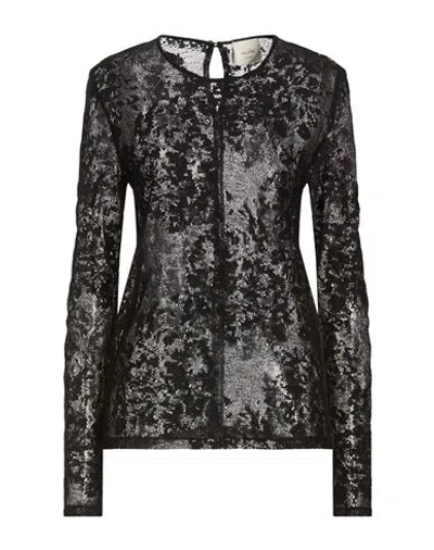 Alysi Woman Top Black Size 4 Cotton, Polyamide