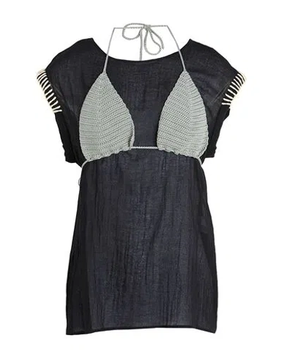 Alysi Woman Top Black Size 6 Cotton