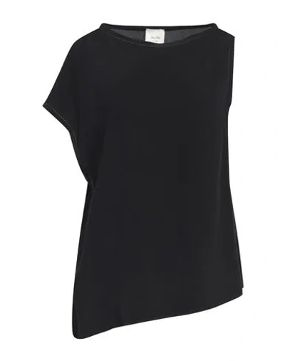 Alysi Woman Top Black Size 6 Silk