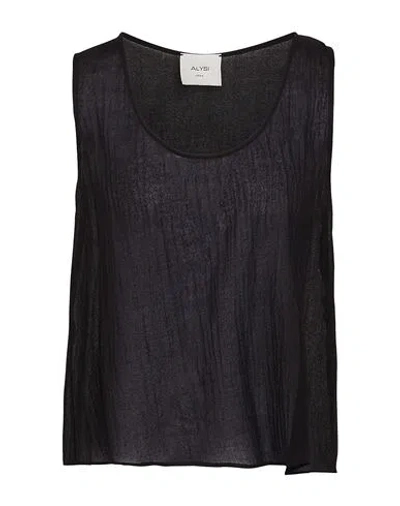 Alysi Woman Top Black Size 8 Cotton