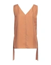 Alysi Woman Top Camel Size 4 Silk In Beige