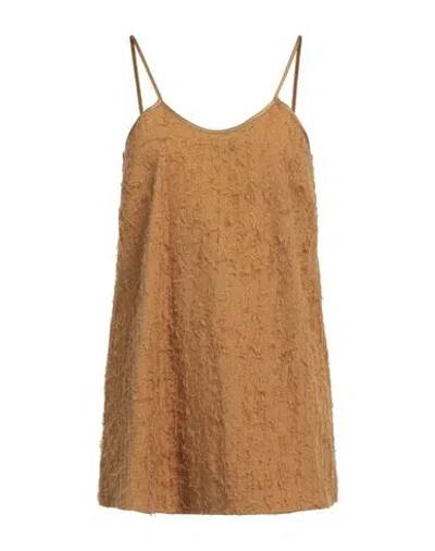 Alysi Woman Top Camel Size 4 Viscose, Linen In Beige