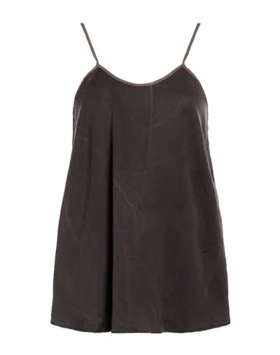 Alysi Woman Top Charcoal Size 2 Lyocell, Linen, Silk In Gray