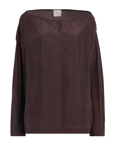 Alysi Woman Top Chocolate Brown Size 6 Silk