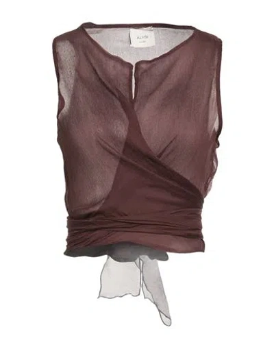 Alysi Woman Top Chocolate Brown Size 6 Silk