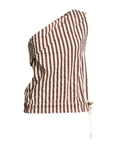 Alysi Woman Top Chocolate Brown Size 6 Viscose, Cotton, Silk