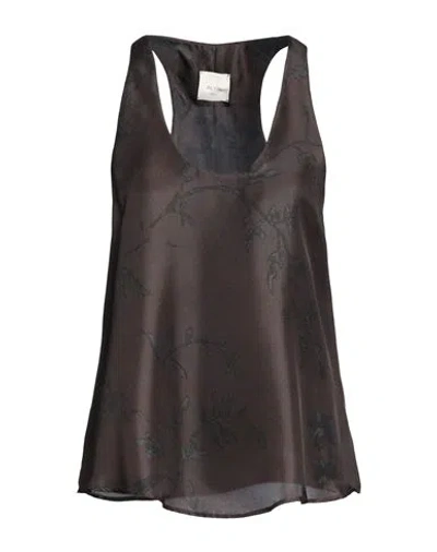 Alysi Woman Top Dark Brown Size 10 Silk In Burgundy