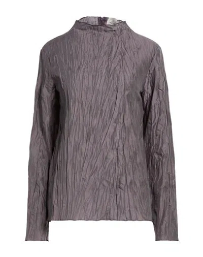 Alysi Woman Top Dark Purple Size 10 Lyocell, Silk