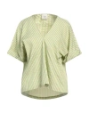 Alysi Woman Top Green Size 2 Cotton, Viscose, Silk In Green