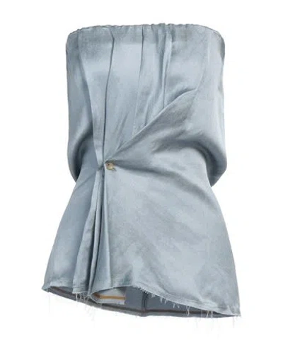 Alysi Woman Top Grey Size 4 Viscose, Linen