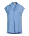 Alysi Woman Top Light Blue Size 10 Silk
