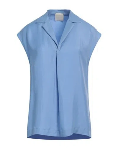 Alysi Woman Top Light Blue Size 10 Silk
