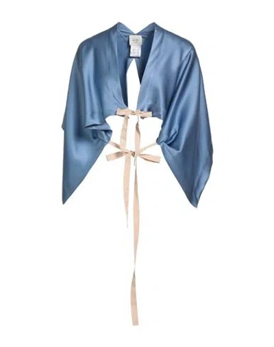 Alysi Woman Top Light Blue Size 2 Acetate, Viscose