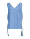Alysi Woman Top Light Blue Size 4 Silk