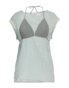 Alysi Woman Top Light Green Size 6 Cotton