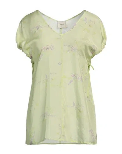 Alysi Woman Top Light Green Size 4 Silk