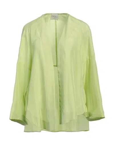 Alysi Woman Top Light Green Size 6 Silk