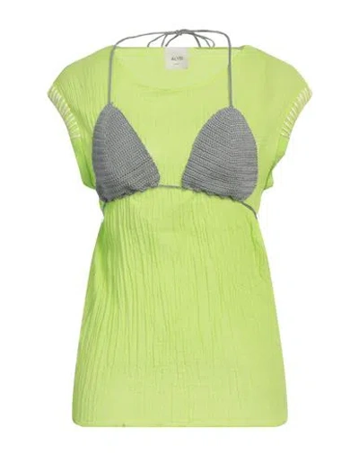Alysi Woman Top Lime Green Size 4 Cotton