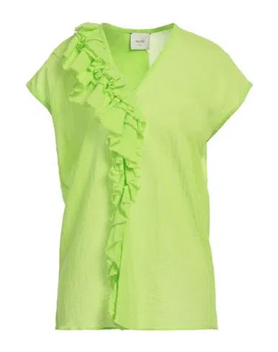 Alysi Woman Top Lime Green Size 6 Cotton