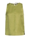 Alysi Woman Top Military Green Size 8 Linen, Cupro