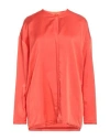Alysi Woman Top Orange Size 8 Cotton, Silk