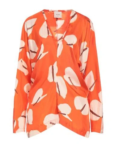 Alysi Woman Blouse Orange Size 8 Silk