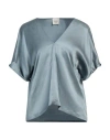 Alysi Woman Top Pastel Blue Size 10 Cotton, Polyamide, Polyester